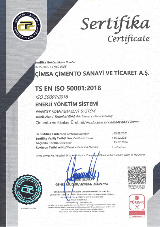 ISO 50001 ENERJİ YÖNETİM SİSTEMİ BELGESİ