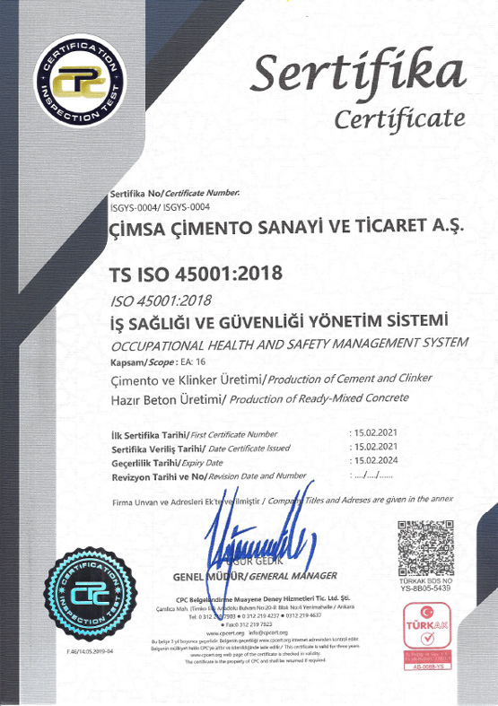 ISO 45001 İŞ SAĞLIĞI VE GÜVENLİĞİ YÖNETİM SİSTEMİ BELGESİ