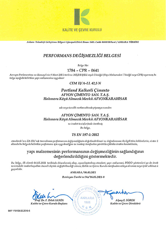 1784-CPR-0577 - CEM II/A-LL 42,5N